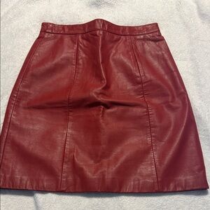 Elegant Red Leather Skirt